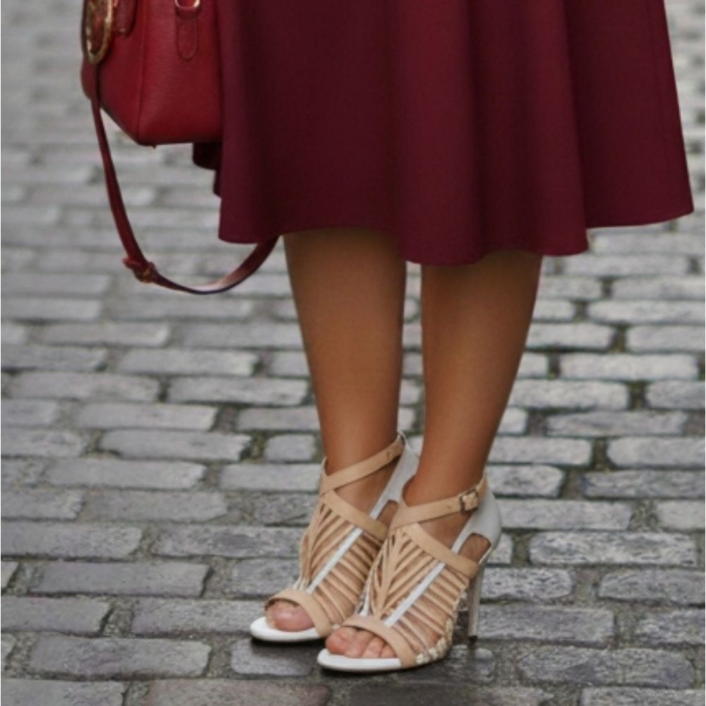 Calvin Klein cage heels 9 Preppy Office Work Tan